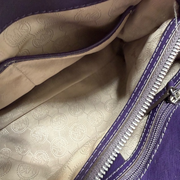 Michael Kors Saffiano Leather Satchel – Deep Purple – Silver Hardware - Picture 12 of 16